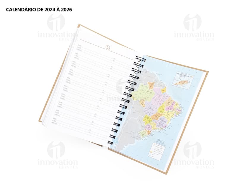 Notebook de papel em branco, vazio para anotações, com design de agenda diária 2025. Objeto de escritório, material de papelaria antigo e vintage, com textura listrada, espaço para escrever e desenhar. Perfeito para estudos, trabalho e lembretes.