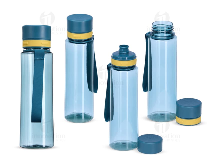 Garrafa Plástica 780ml transparente com tampa rosqueável.