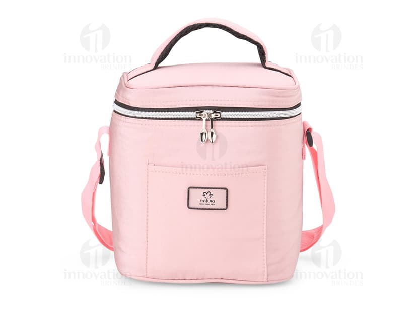 Bolsa Térmica 7 Litros para transporte de alimentos e bebidas, com alça ajustável e fecho em zíper. Disponível na cor azul marinho.