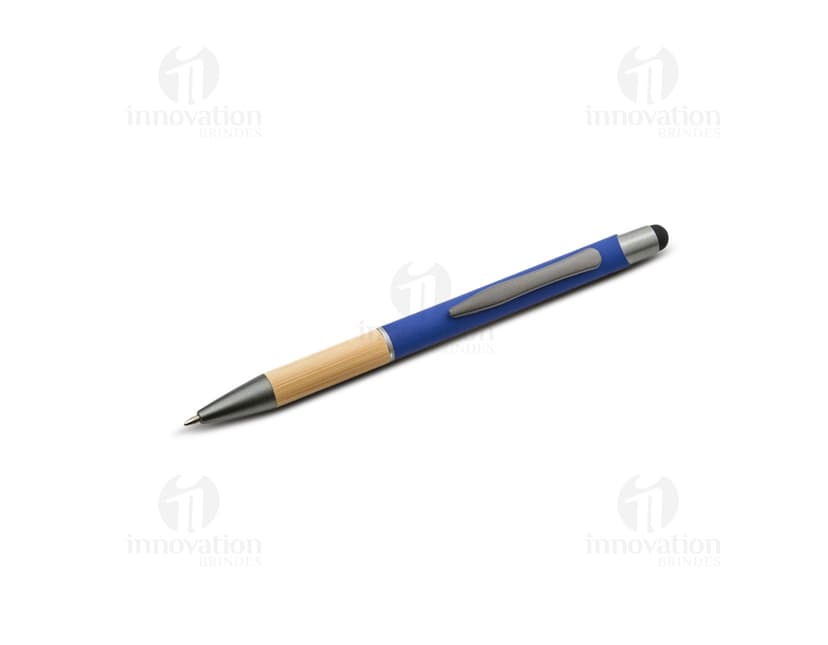 Caneta Metal Touch preta, com design elegante e ponta touch screen.