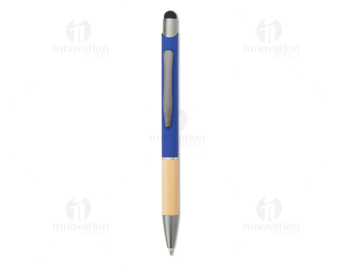 Caneta Metal Touch preta, com design elegante e ponta touch screen.