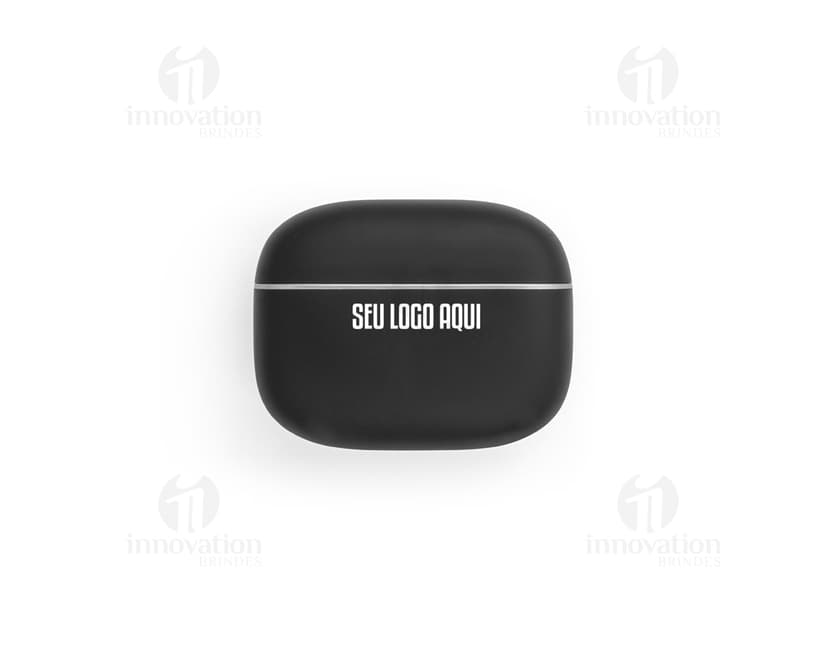Fone de ouvido preto com design moderno e cancelamento de ruído.