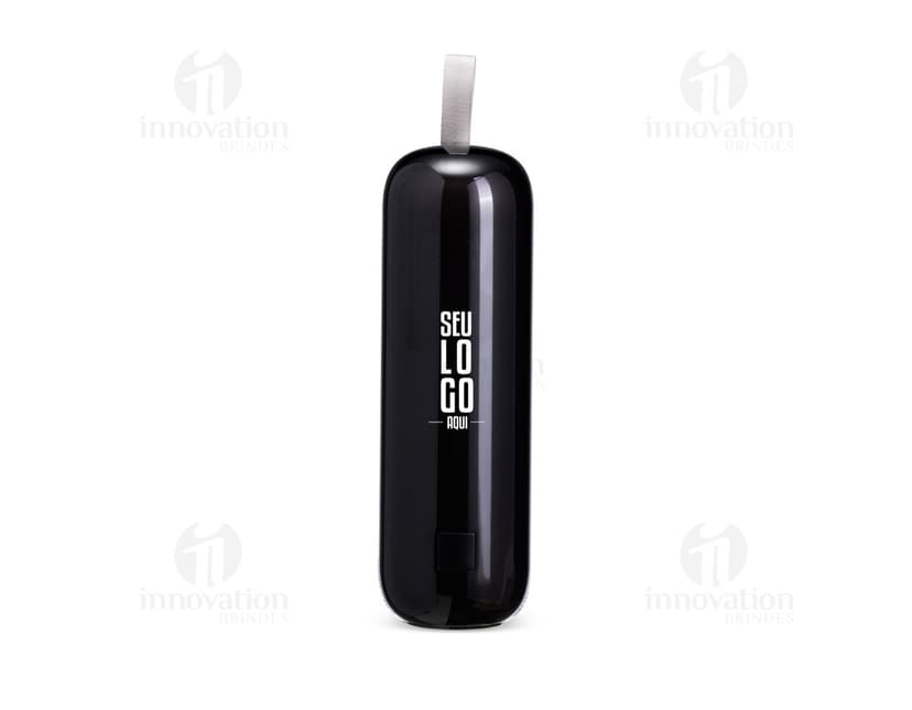 Caixa de som Bluetooth na cor preta, com design moderno e aspecto compacto.