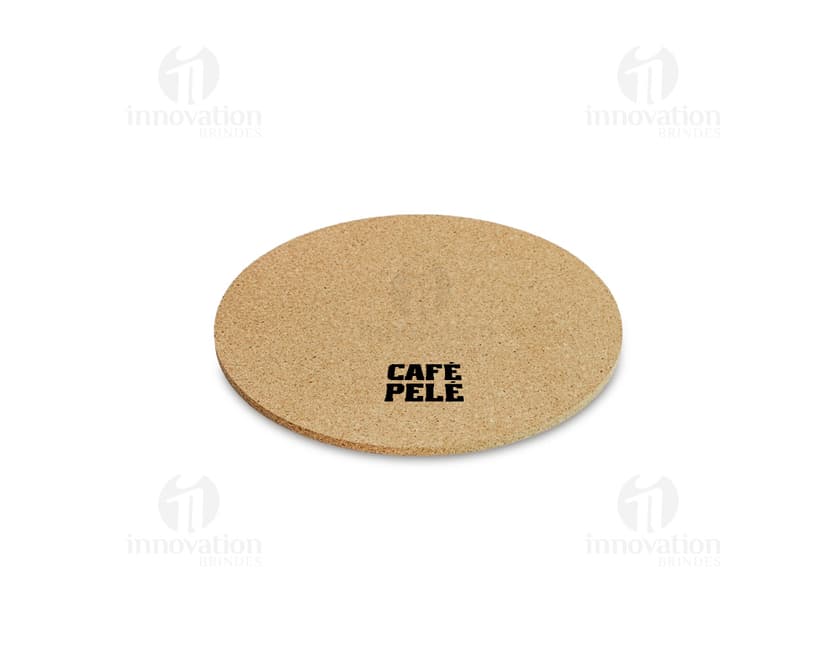 Descanso de Panela Cortiça 15cm - Produto em cortiça de 15cm de diâmetro para proteger superfícies de queimaduras de panelas quentes.