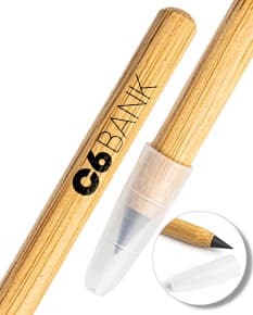 Lápis Infinito Bambu em formato hexagonal com corpo de bambu e ponta grafite.