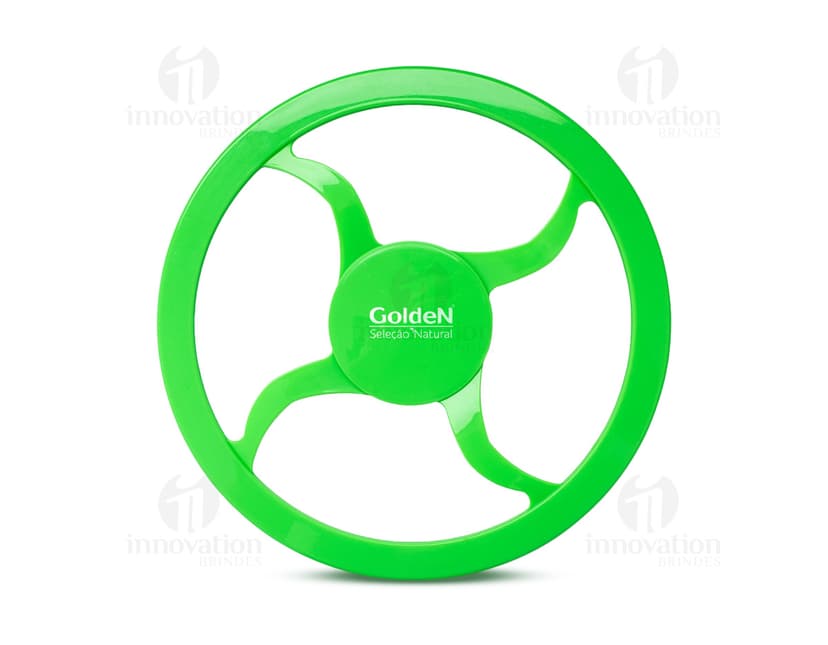 Frisbee para Pet de borracha azul e verde, com design circular e textura antiderrapante.