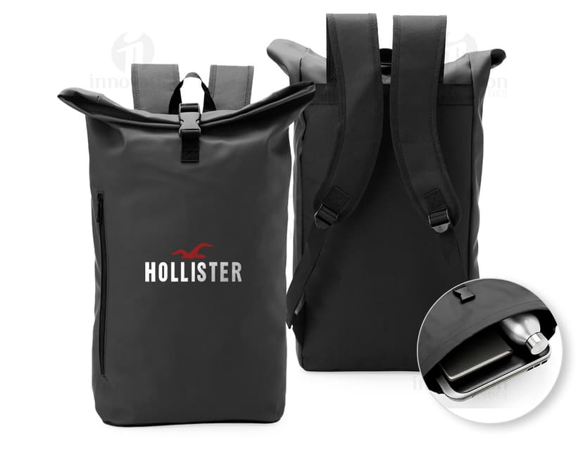Mochila 26 Litros na cor preta com bolsos laterais, alças ajustáveis e zíper frontal.