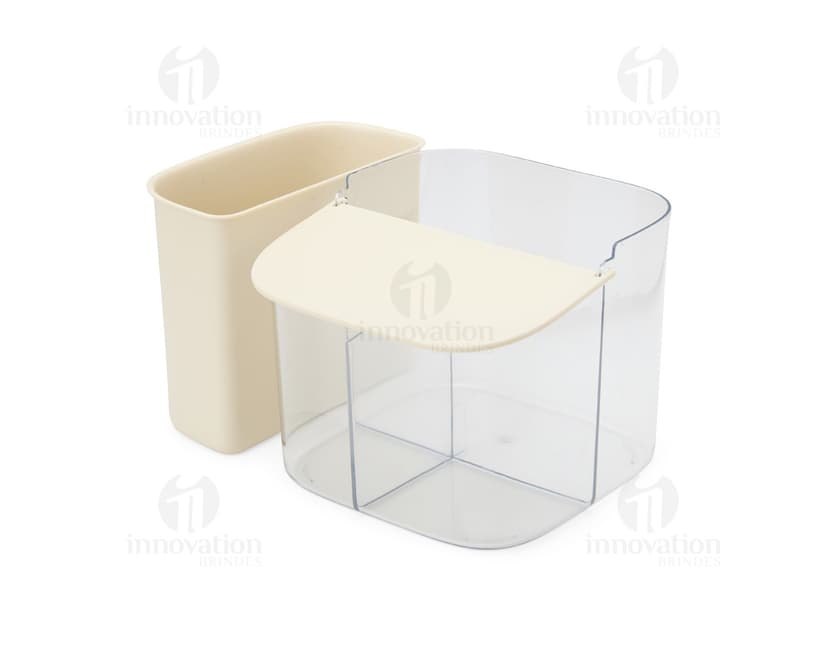 Organizador plástico moderno e elegante para a decoração de interiores, com design contemporâneo e espaço de armazenamento. Ideal para manter o ambiente organizado e funcional.