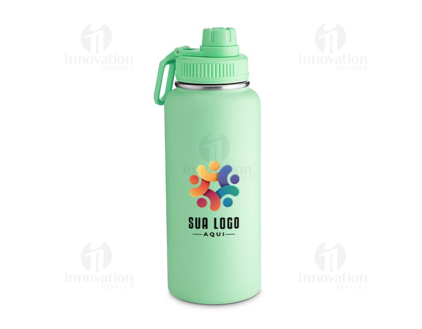 Garrafa térmica de 960ml transparente, feita de plástico. Possui tampa e é ideal para transportar líquidos de forma higiênica. Objeto de saúde e cuidados pessoais, com capacidade para água, sucos, chás e outros tipos de bebida.