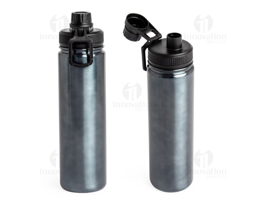 Garrafa Térmica 650ml na cor preta, com design moderno e tampa hermética.
