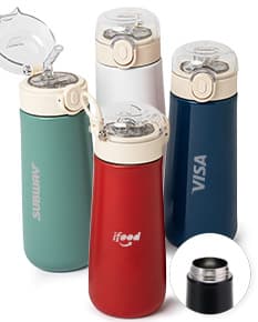 Garrafa Térmica Inox 500ml, com tampa de rosca e design moderno.