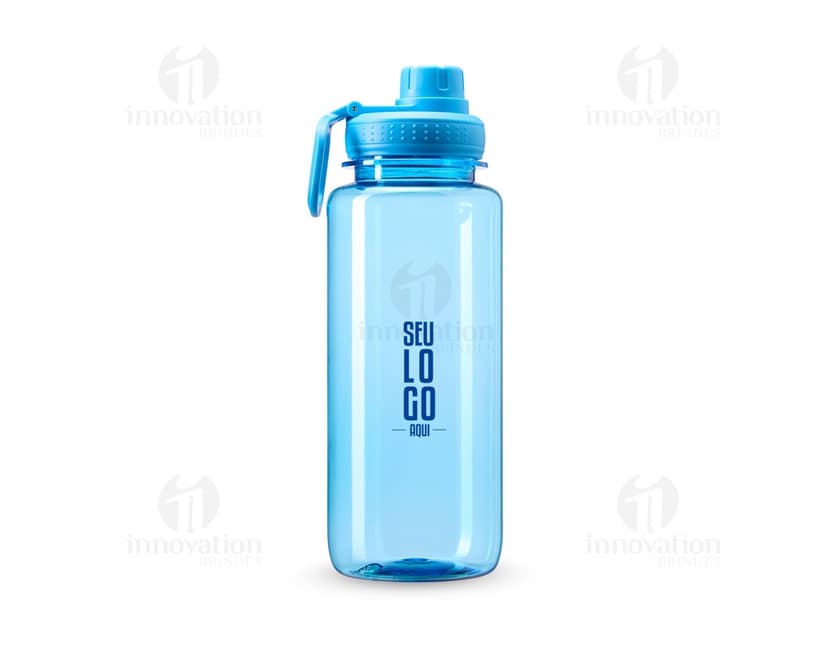 Squeeze Plástico 1 Litro transparente com tampa rosqueável e alça para transporte.