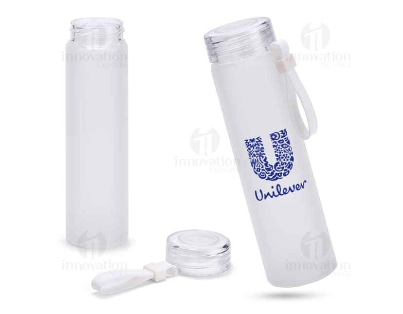 Squeeze de vidro borossilicato com capacidade de 470ml.