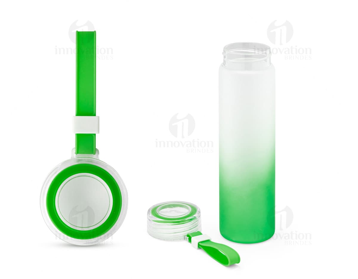 Squeeze de vidro borossilicato com capacidade de 470ml.