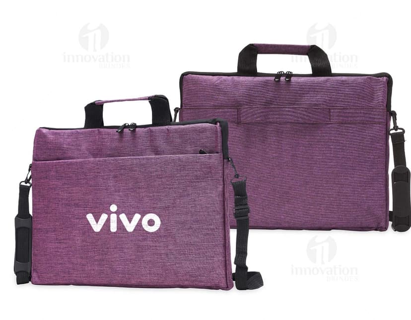 Pasta para notebook de 15,6 polegadas feita de poliéster preto, com alças de couro, fecho de zíper, elegante e moderna. Ideal para viagens de negócios e armazenamento seguro de equipamentos.