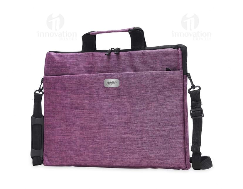 Pasta para notebook de 15,6 polegadas feita de poliéster preto, com alças de couro, fecho de zíper, elegante e moderna. Ideal para viagens de negócios e armazenamento seguro de equipamentos.