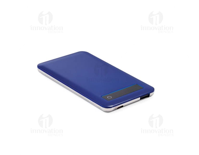 Bateria portátil com ecrã touch preto e prateado, tecnológico e moderno. Ideal para recarregar dispositivos móveis e se conectar de forma segura e fácil. Perfeito para uso em escritórios e ambientes corporativos.