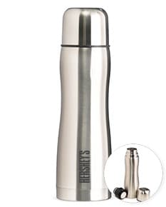 Garrafa térmica de aço inoxidável 500ml com design elegante e moderno. A garrafa possui um bocal para servir líquidos, com formato curvo e pontiagudo. Feita de material de alta qualidade, a garrafa mantém a bebida quente ou fria por um longo período de tempo. Perfeita para uso em casa, no restaurante, em festas ou em viagens.