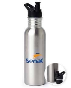 Squeeze Inox 700ml em fundo branco, com tampa de rosca e design elegante.