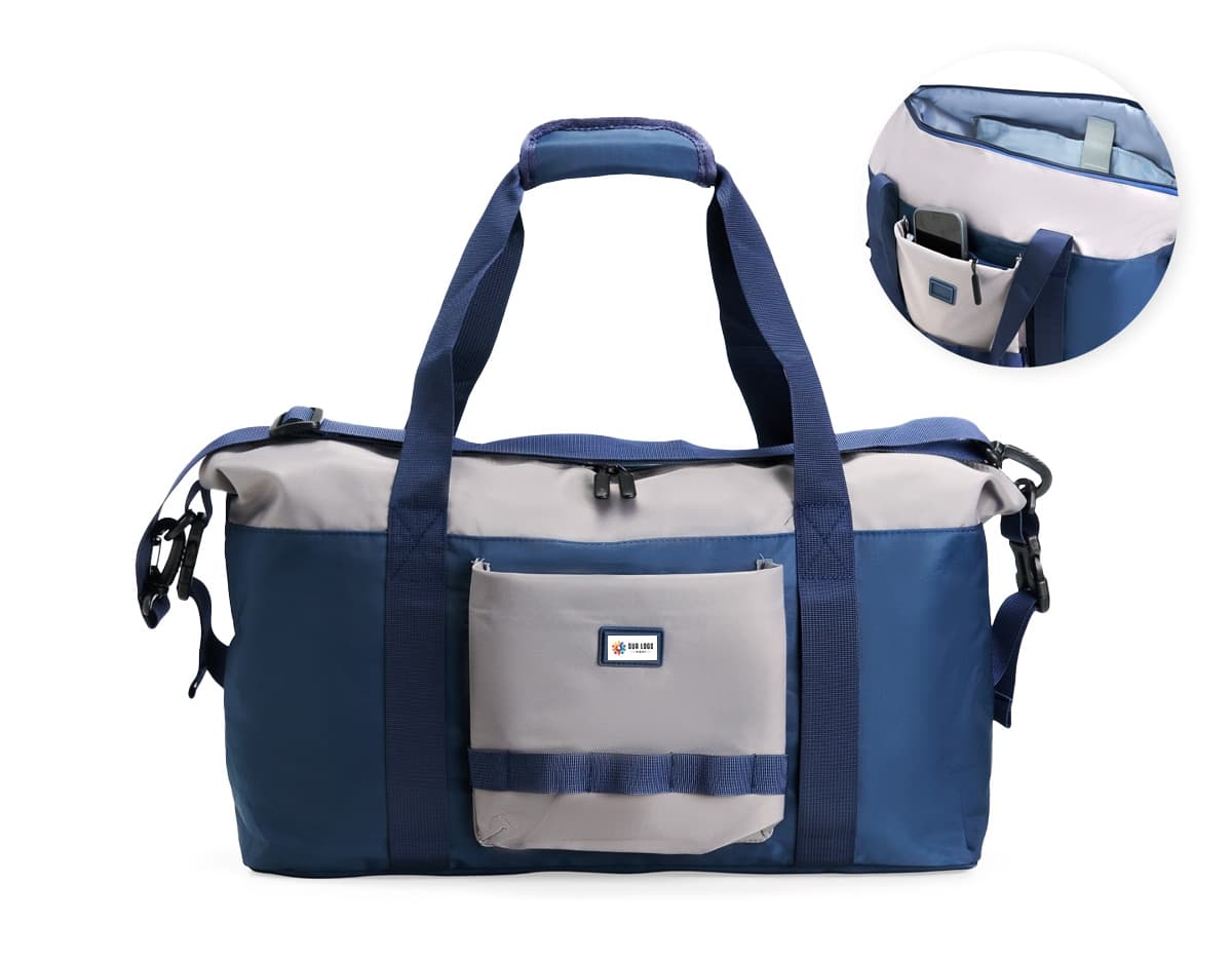 Bolsa Esportiva de Nylon 18 Litros em cor preta com alça ajustável e zíper.