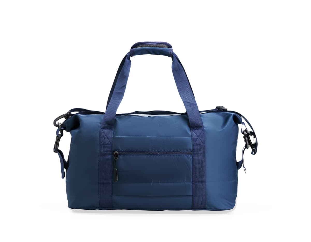 Bolsa Esportiva de Nylon 18 Litros em cor preta com alça ajustável e zíper.