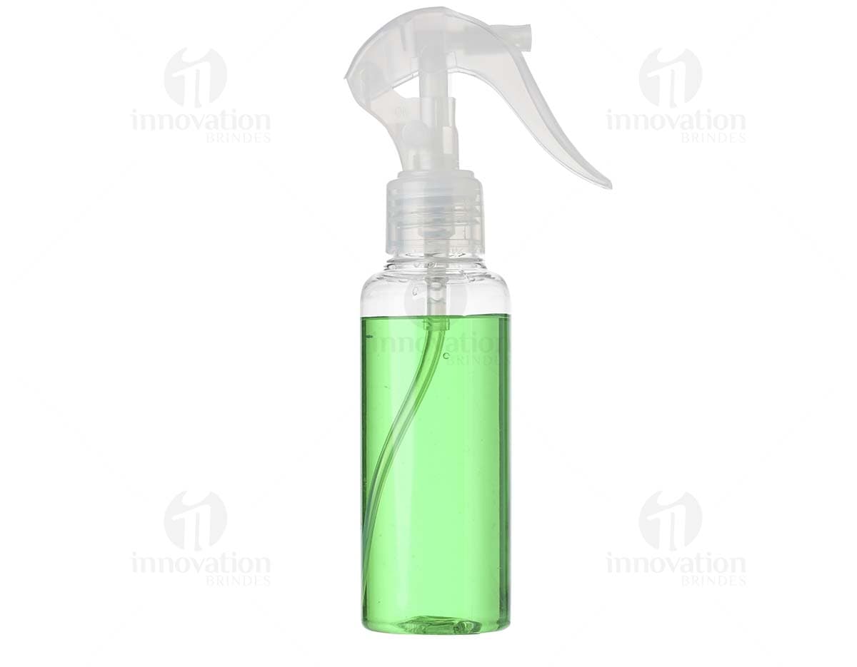 Borrifador Plástico 100ml transparente com tampa spray preta.