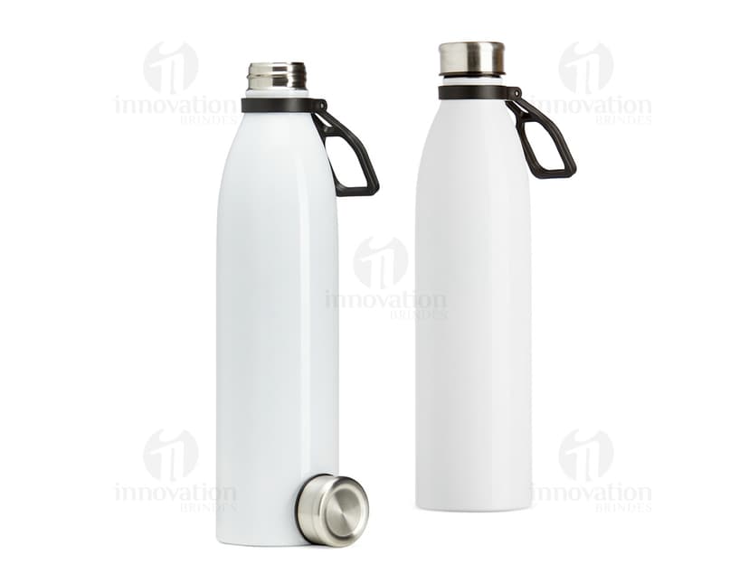 Garrafa de Inox com capacidade de 1,1 litros.