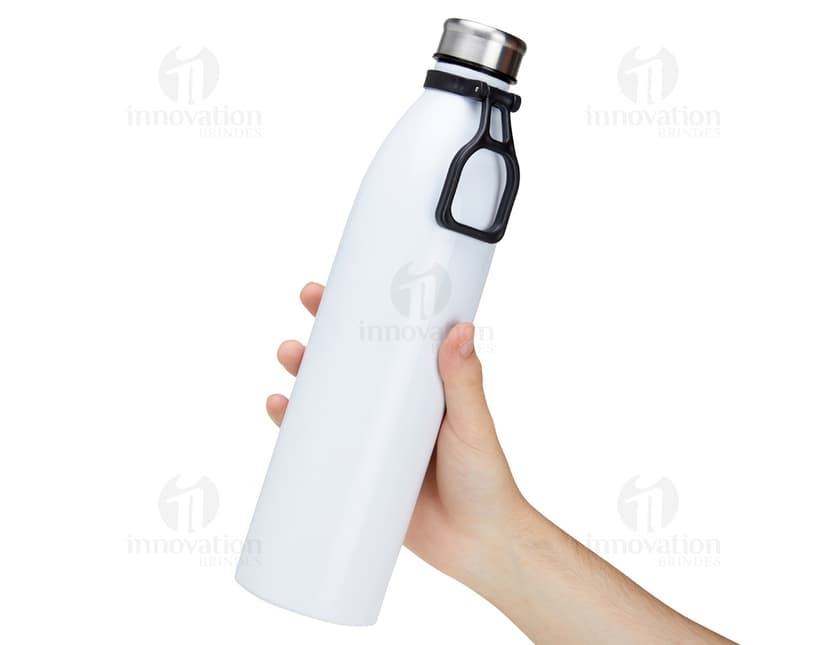 Garrafa de Inox com capacidade de 1,1 litros.
