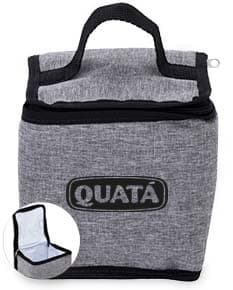 Bolsa térmica 4 litros na cor azul, com alça e zíper prata.