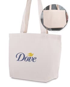 Sacola em Algodão amarela e colorida, vazia, com alça de metal e design elegante. Ideal para transporte de compras, presentes e objetos.