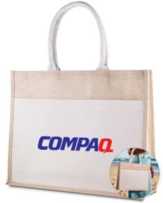 Sacola em algodão e juta com design moderno e resistente. Possui alças de couro e fecho de metal para garantir a segurança dos objetos. Ideal para compras, presente ou uso no dia a dia. Produto de alta qualidade e durabilidade.