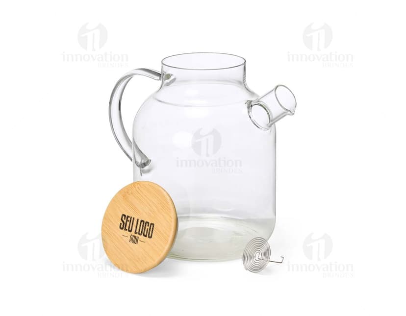 Chaleira de vidro borossilicato transparente, com capacidade para líquidos, ideal para servir bebidas quentes ou frias. Perfeito para ocasiões especiais e ambientes de restaurantes e bares.
