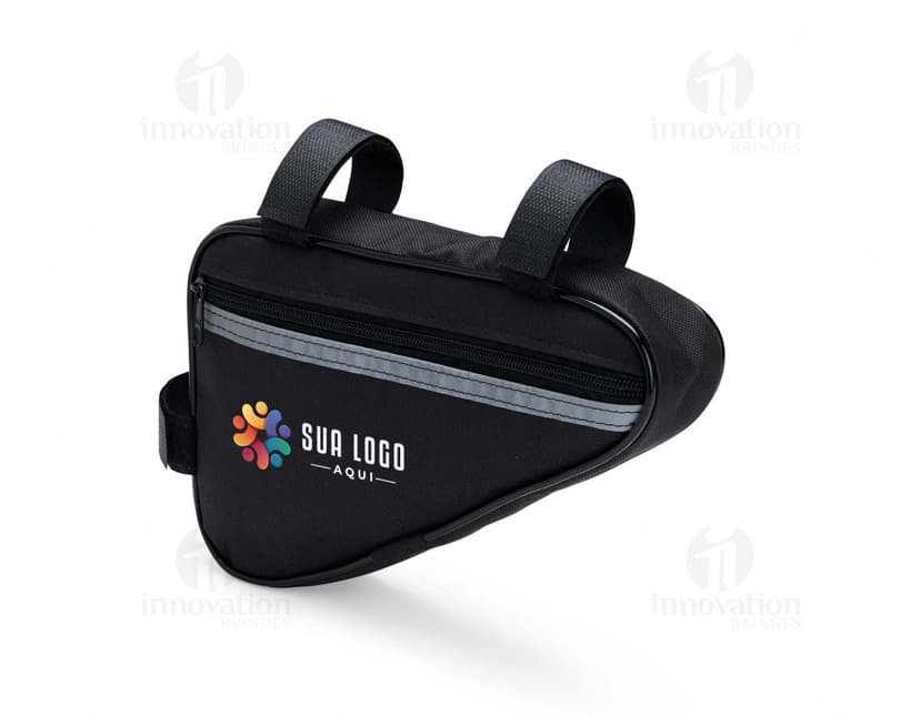 Bolsa Bicicleta Oxford preta, feita de couro, com alça de suporte e dispositivo de fechamento. Pode ser utilizada como acessório de negócios ou como bolsa de equipamentos para o trabalho.