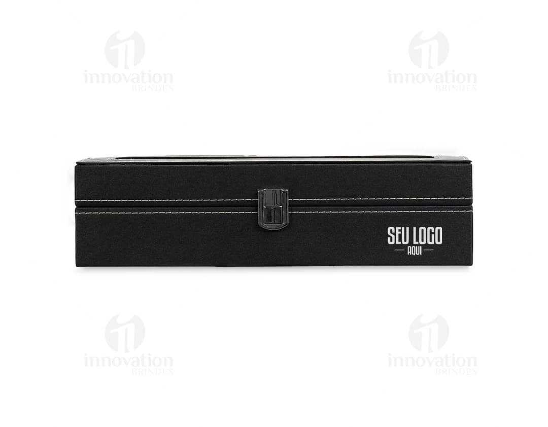 Porta-Relógios com design moderno e elegante, feito de madeira de alta qualidade e com capacidade para armazenar até 6 relógios.