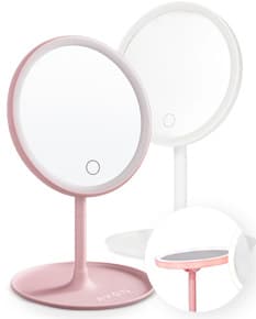 Espelho de mesa plástico com iluminação LED.