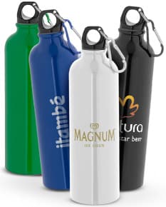 KARSTEN L Squeeze esportiva em aço inox de parede simples com mosquetão 820 mL