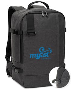 CIES Mochila desenvolvida para cumprir as dimensões exigidas pelas companhias aéreas em poliéster reciclado 600D de alta densidade com acabamento repelente à água 20 L