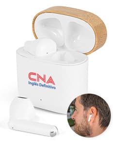 COBAIN Fones de ouvido wireless em ABS 100 reciclado e bambu com autonomia de 5h