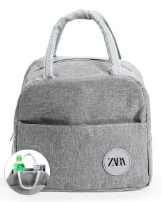 Bolsa térmica de 5 litros na cor azul, com alça e zíper.