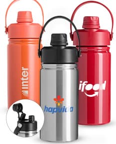 Garrafa térmica de 400ml em metal, com tampa, objeto vazio e brilhante, design amarelo, prático para manter líquidos quentes ou frios por horas.