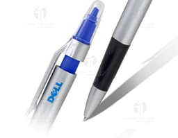 Caneta plástica com marca texto - 01, ideal para escrita e marcação de textos. Com design prático e durável, é perfeita para