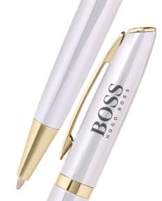 Caneta de metal prateada para escrita de negócios e estudos. Ideal para assinar documentos e fazer anotações com elegância e
