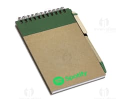 Bloco de anotações ecológico feito de papel reciclado, ideal para uso no dia a dia no trabalho ou nos estudos. Com design