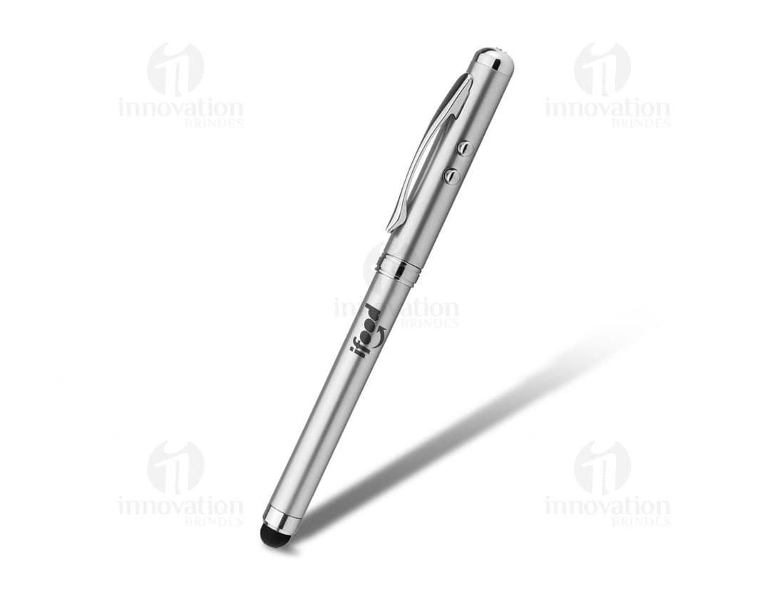 Caneta esferográfica de metal com lanterna: o brinde perfeito para iluminar suas ideias no escritório. Ideal para assinar