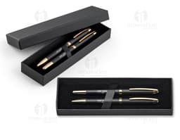 Conjunto de roller e esferográfica em prata e dourado para escrita fina e elegante. Ideal para uso no escritório, escola ou