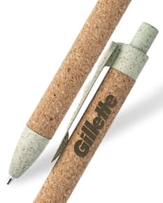 Caneta de cortiça elegante e sustentável para brindes personalizados. Ideal para escrita suave e confortável. Feita com