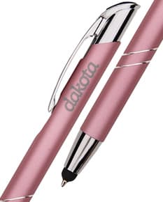 Caneta de metal preta e prata para escrita, com indicador de luz e design elegante. Ideal para uso em escritório, escola